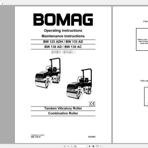 Bomag Roller BW125ADHBW135ADBW138ADBW138AD Operation Maintenance Instruction 1