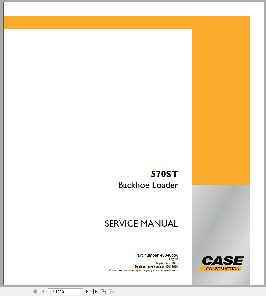 Case Backhoe Loader 570ST Service Manual48048556 1