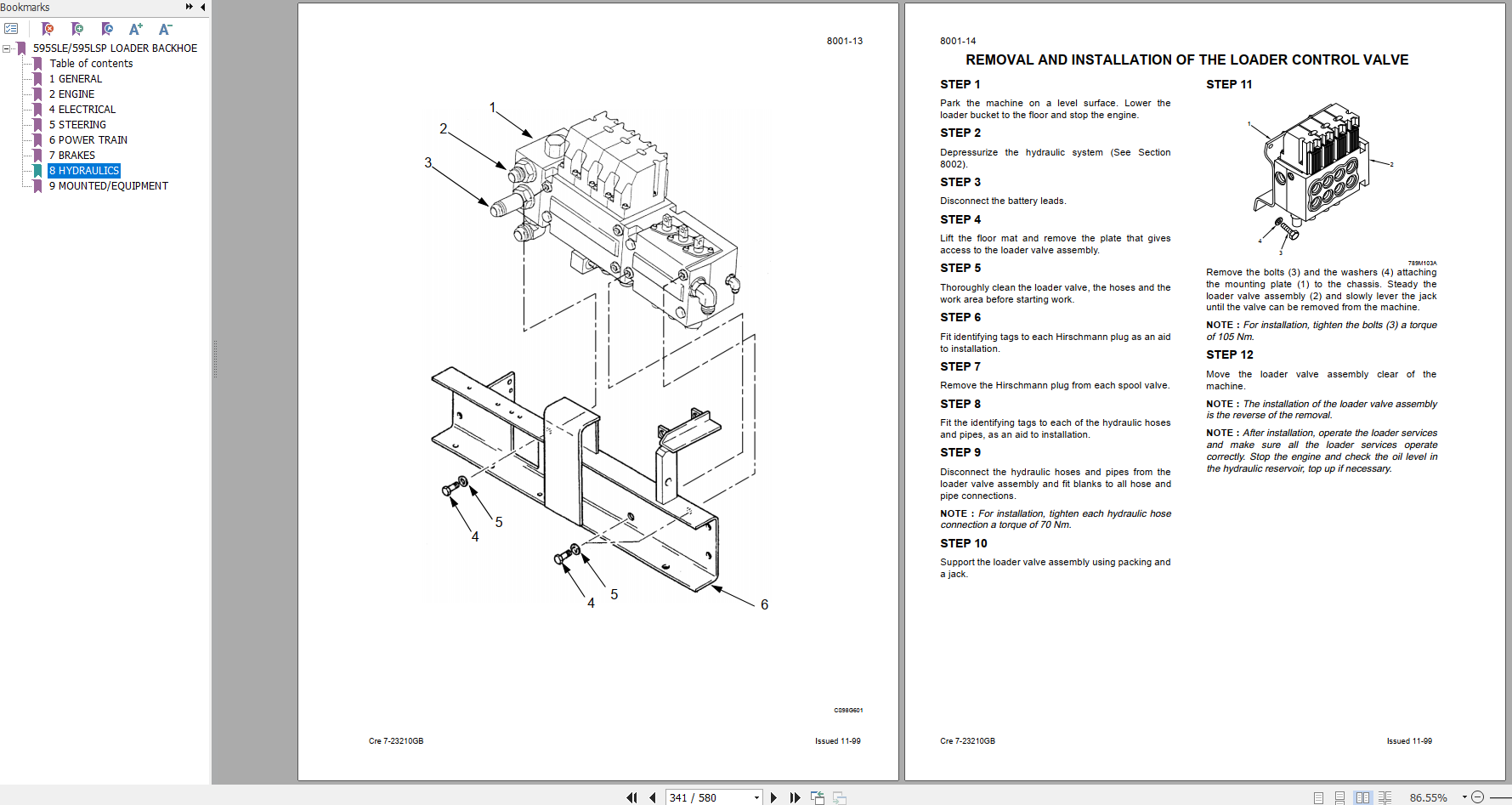 Case Backhoe Loader 595SLE 959LSP Service Manual7 21770 3