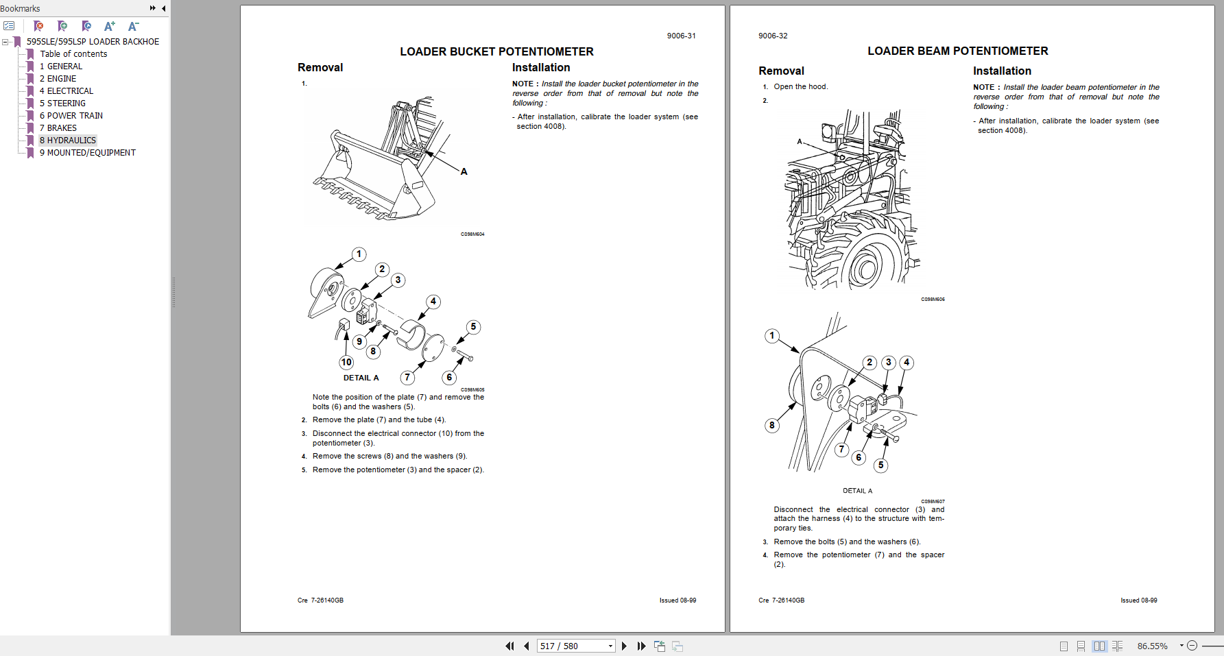Case Backhoe Loader 595SLE 959LSP Service Manual7 21770 4
