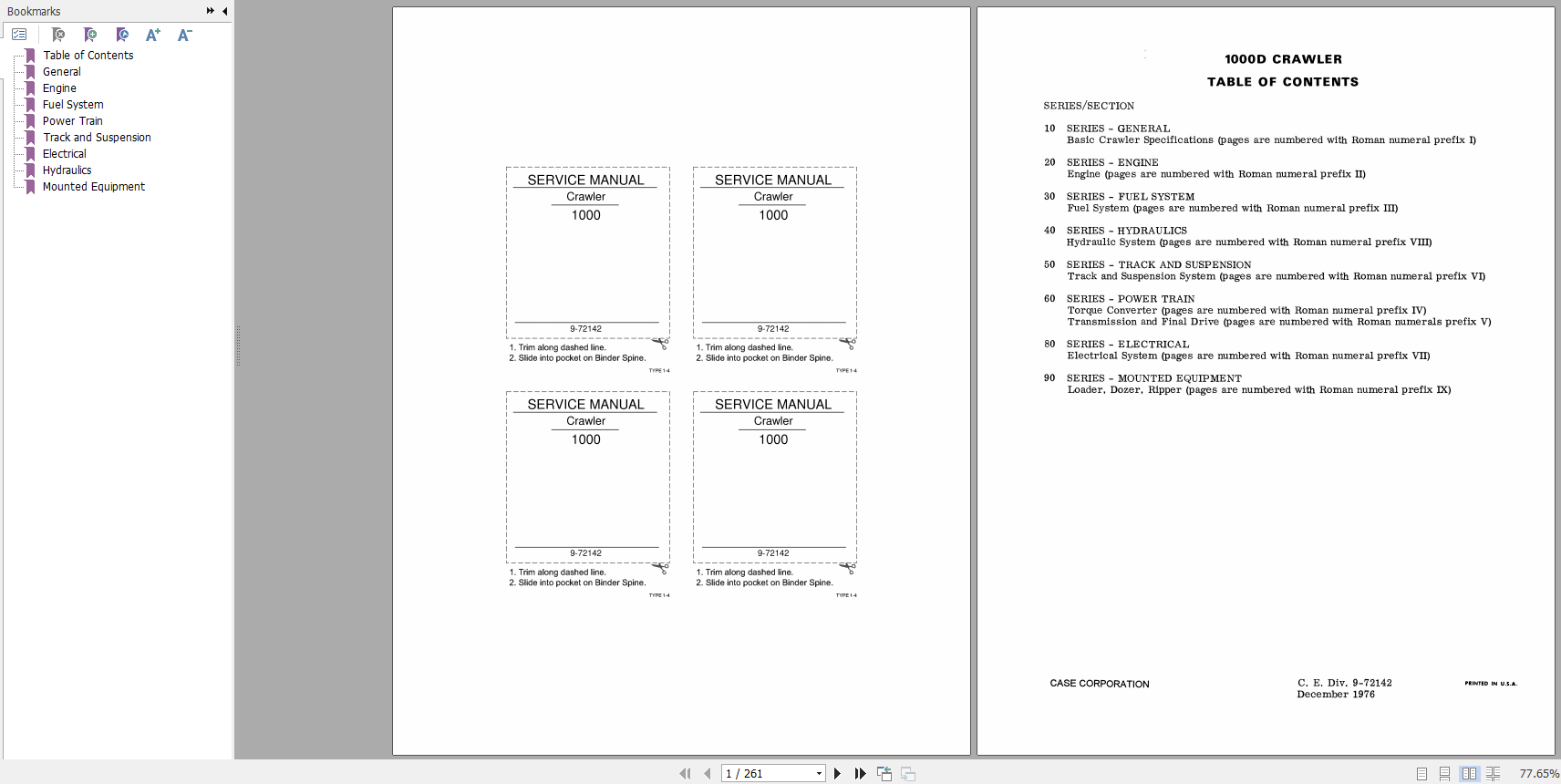 Case Crawler 1000 Service Manuals9 72142 1