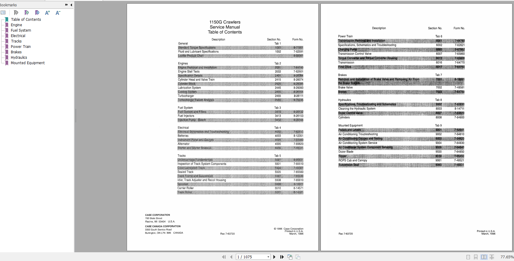 Case Crawler 1150G Service Manuals7 63710R0 1