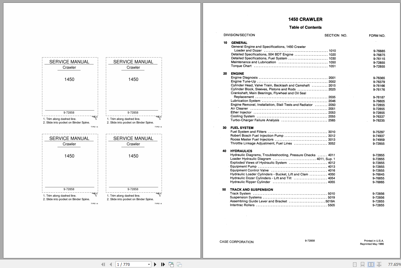 Case Crawler 1450 Service Manual9 72858R0 1
