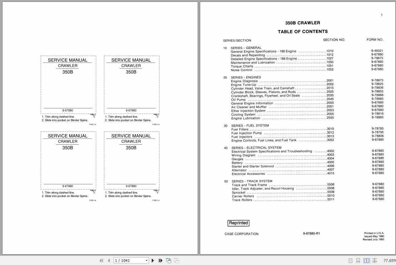Case Crawler 350B Service Manual9 67880R0 1