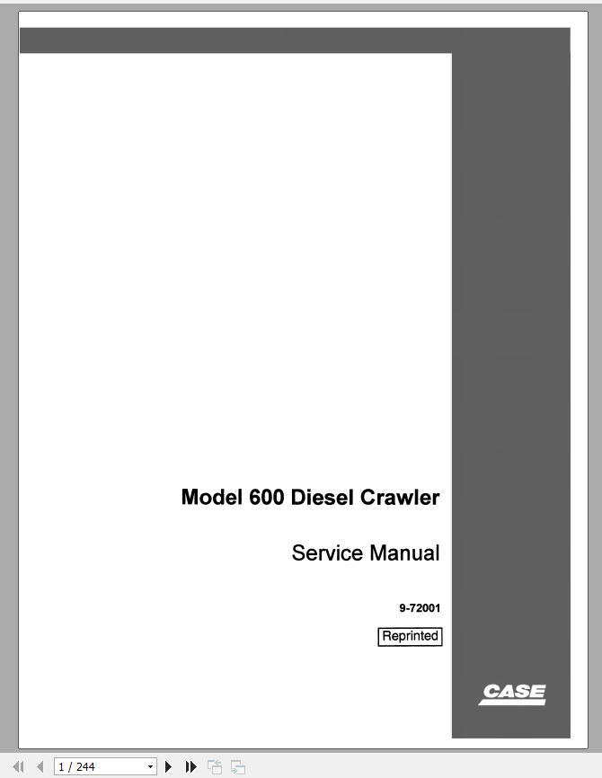 Case Crawler 600 Diesel Service Manual9 72001 1