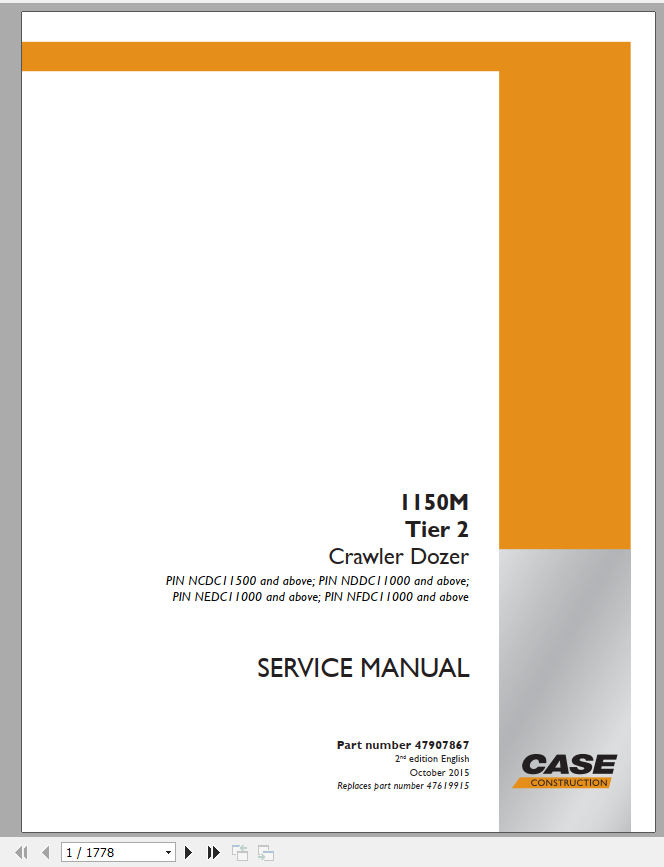Case Crawler Dozer 1150M Tier 2 Service Manuals48080035 1