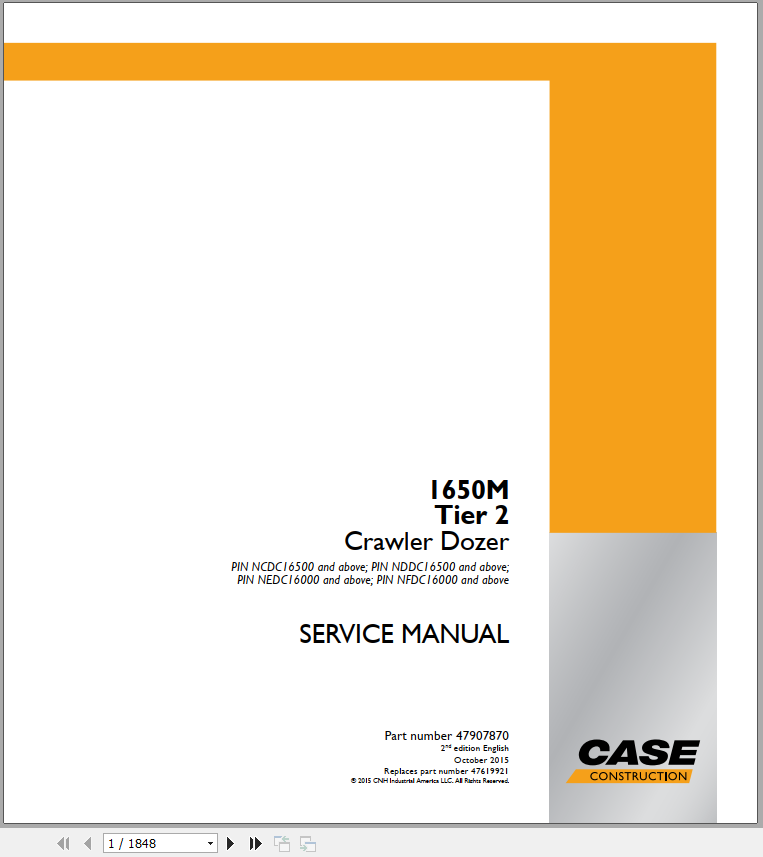 Case Crawler Dozer 1650M Tier 2 Service Manual47907870 1