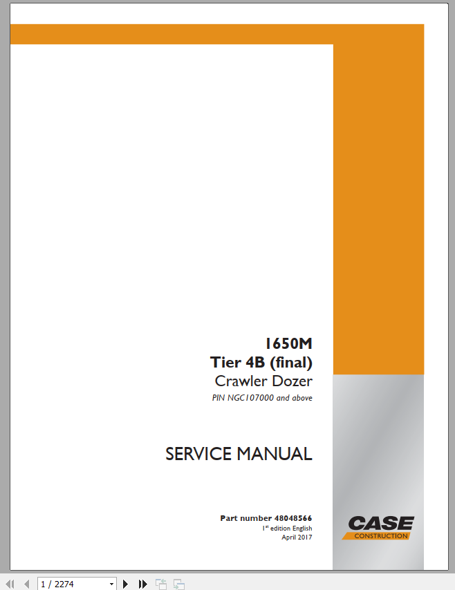 Case Crawler Dozer 1650M Tier 4 Service Manual48090721 1