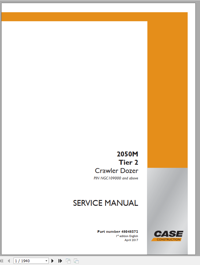 Case Crawler Dozer 2050M Tier 2 Service Manual47907872 1