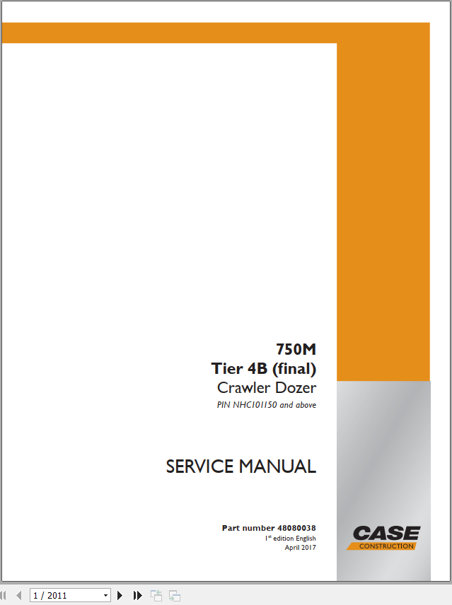 Case Crawler Dozer 750M Tier 4 Service Manual51418565 1