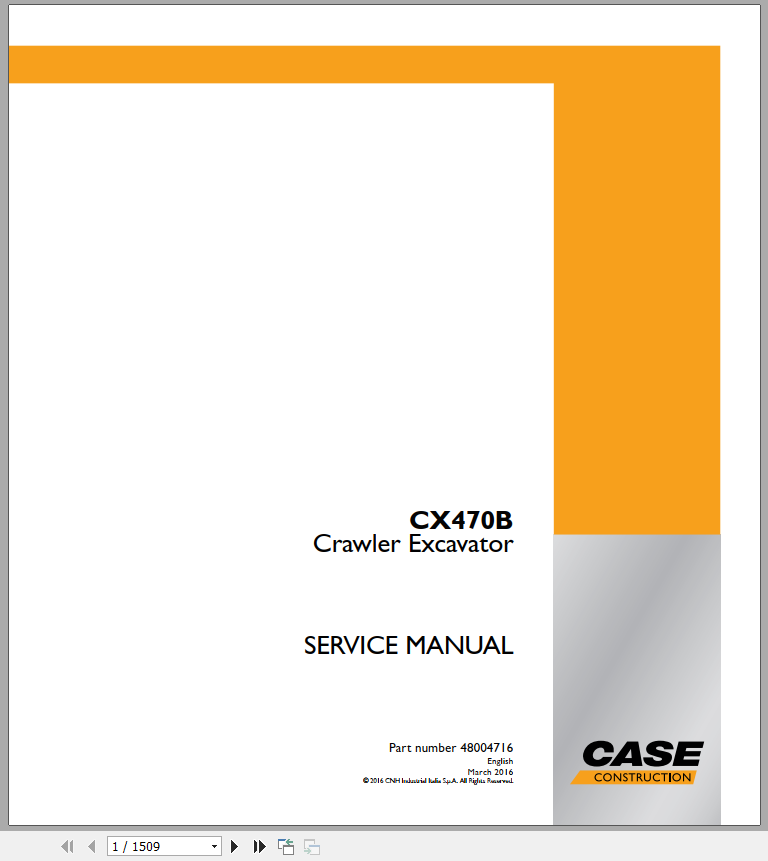 Case Crawler Excavator CX470B Service Manual 1