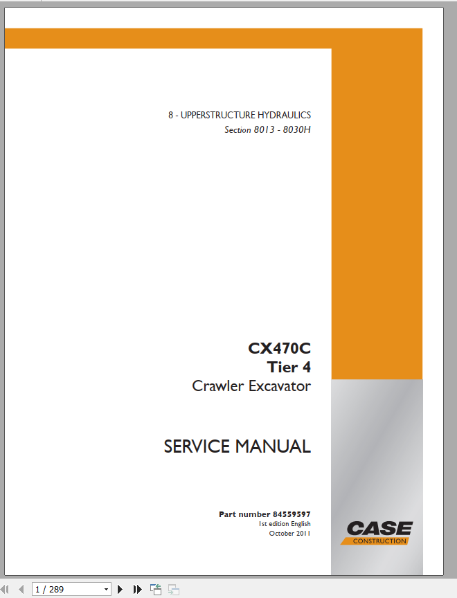 Case Crawler Excavator CX470C Tier 4 Service Manual 1