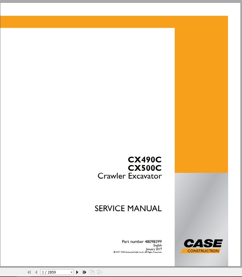 Case Crawler Excavator CX490C CX500C Service Manual47945146 1