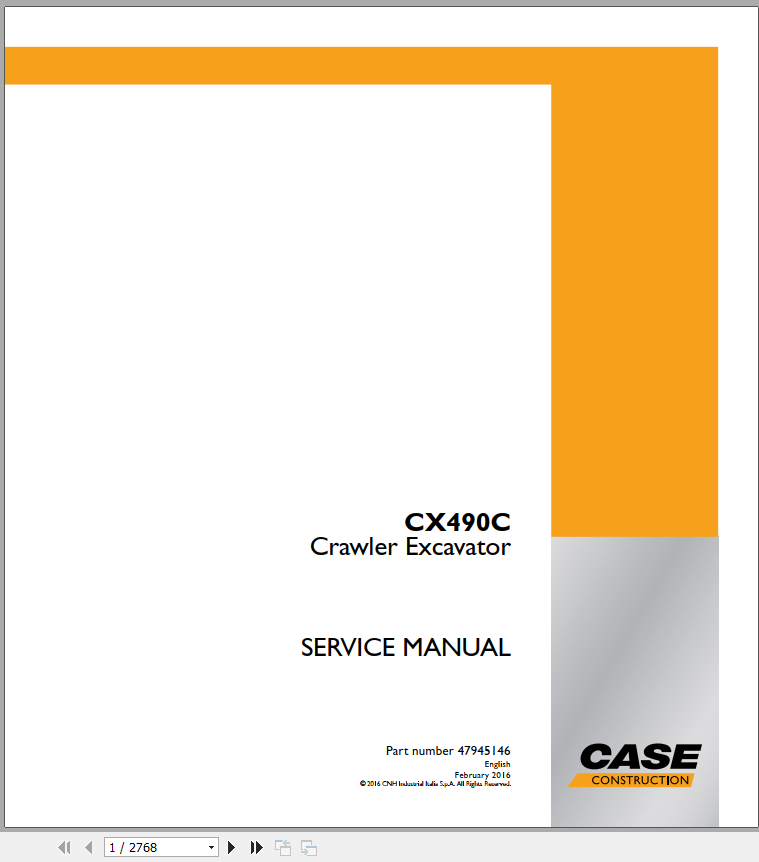 Case Crawler Excavator CX490C Service Manual47945146 1