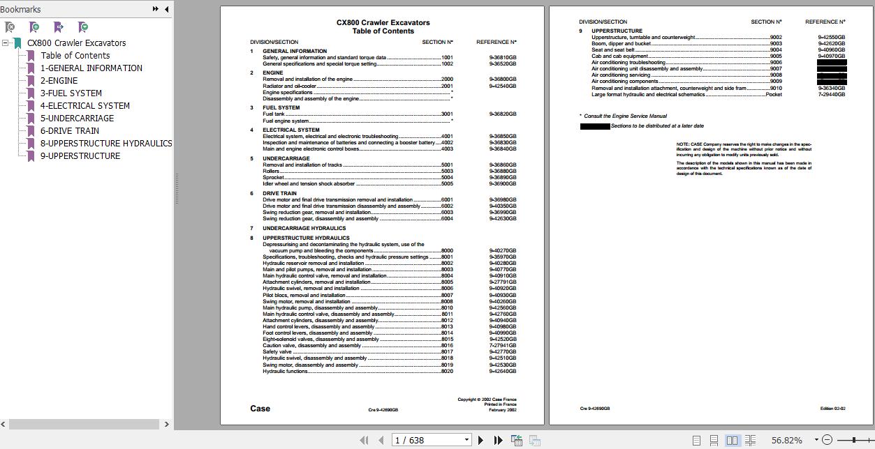 Case Crawler Excavator CX800 Service Manual51436799 1
