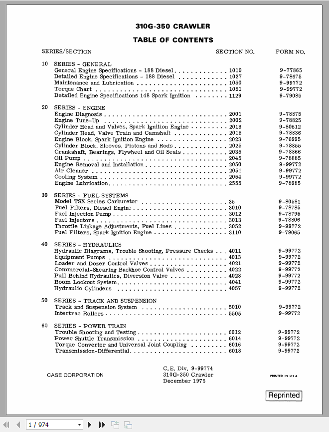 Case Dozer Crawler 310G 350G Service Manual9 99774R0 1