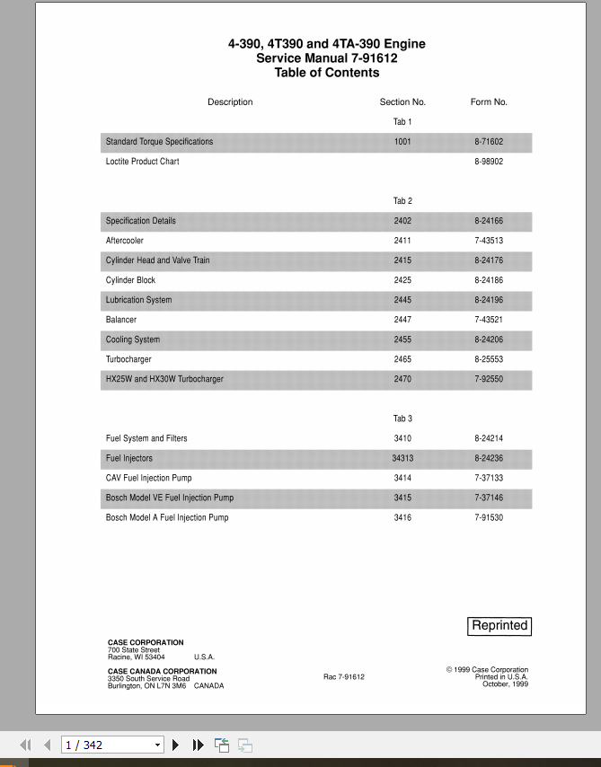 Case Engine CNH 4 390 4T390 4TA 390 Service Manual7 91612R0 2