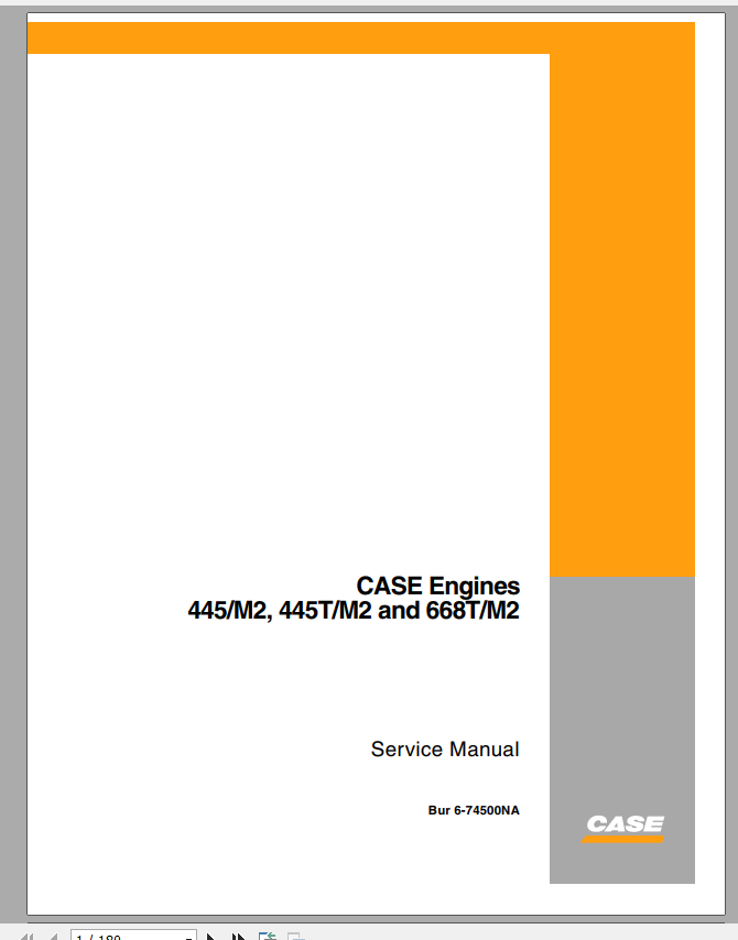 Case Engine CNH 445 M2 445T M2 668T M2 Service Manual6 74500NA 1