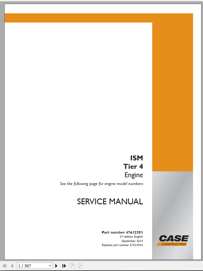 Case Engine Cummin ISM Tier 4 Service Manual47632293 1