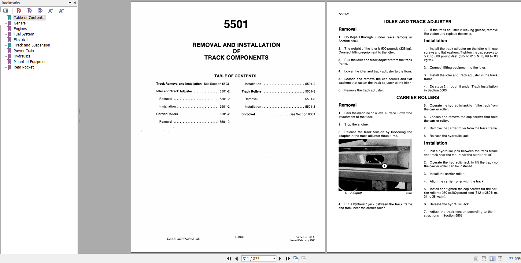 Case Excavator 170B Service Manual8 44600R0 3