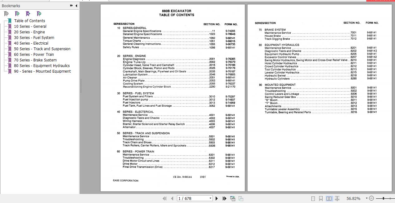 Case Excavator 880B Service Manual9 68144 1