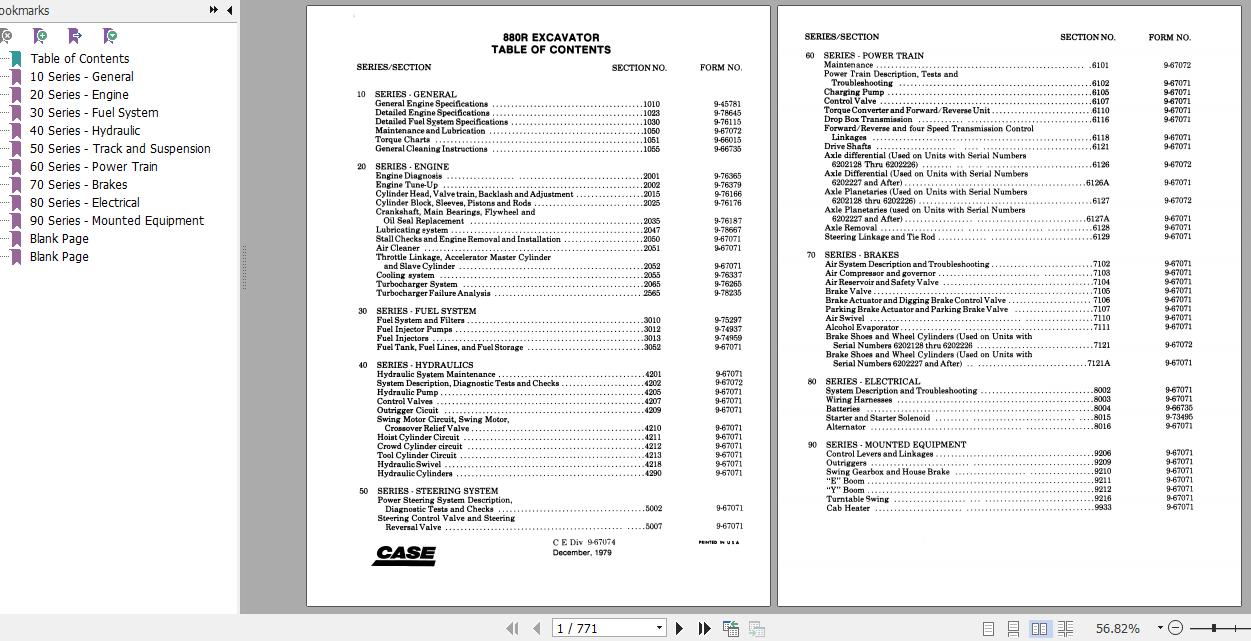 Case Excavator 880R Service Manual9 67075 1