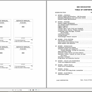 Case Excavator 880 Service Manual9 72127R0 1