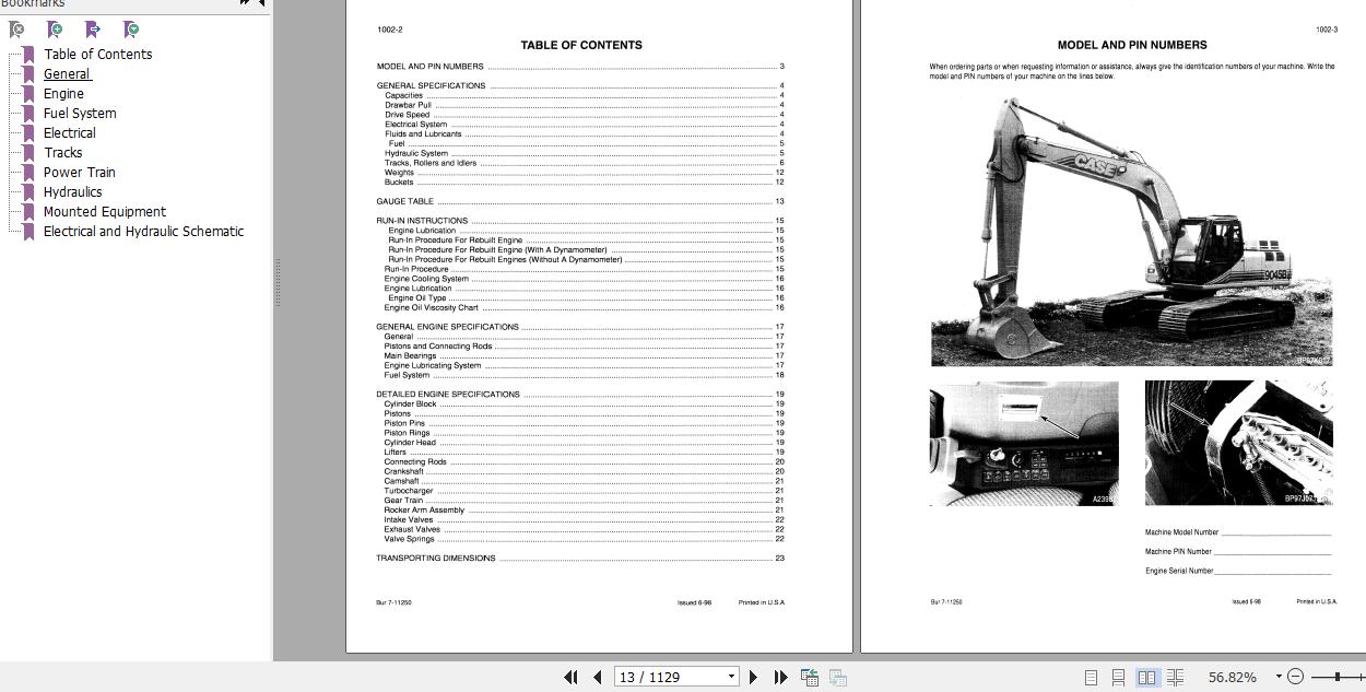 Case Excavator 9045B Service Manual7 11401R0 2