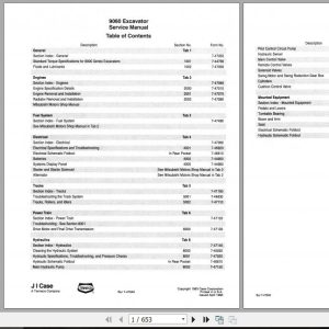 Case Excavator 9060 Service Manual7 44710R0 1