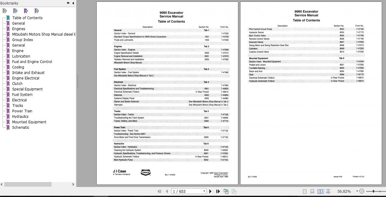 Case Excavator 9060 Service Manual7 44710R0 1
