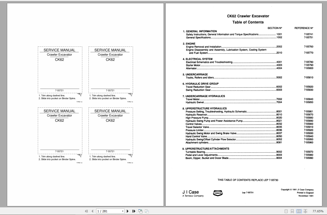 Case Excavator CK62 Service Manual7 55721 1