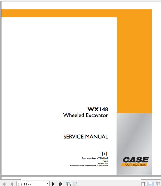 Case Hydraulic Exacvator WX148 Service Manual 1