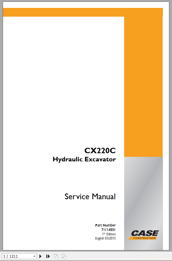 Case Hydraulic Excavator CX220C Service Manual71114551 1
