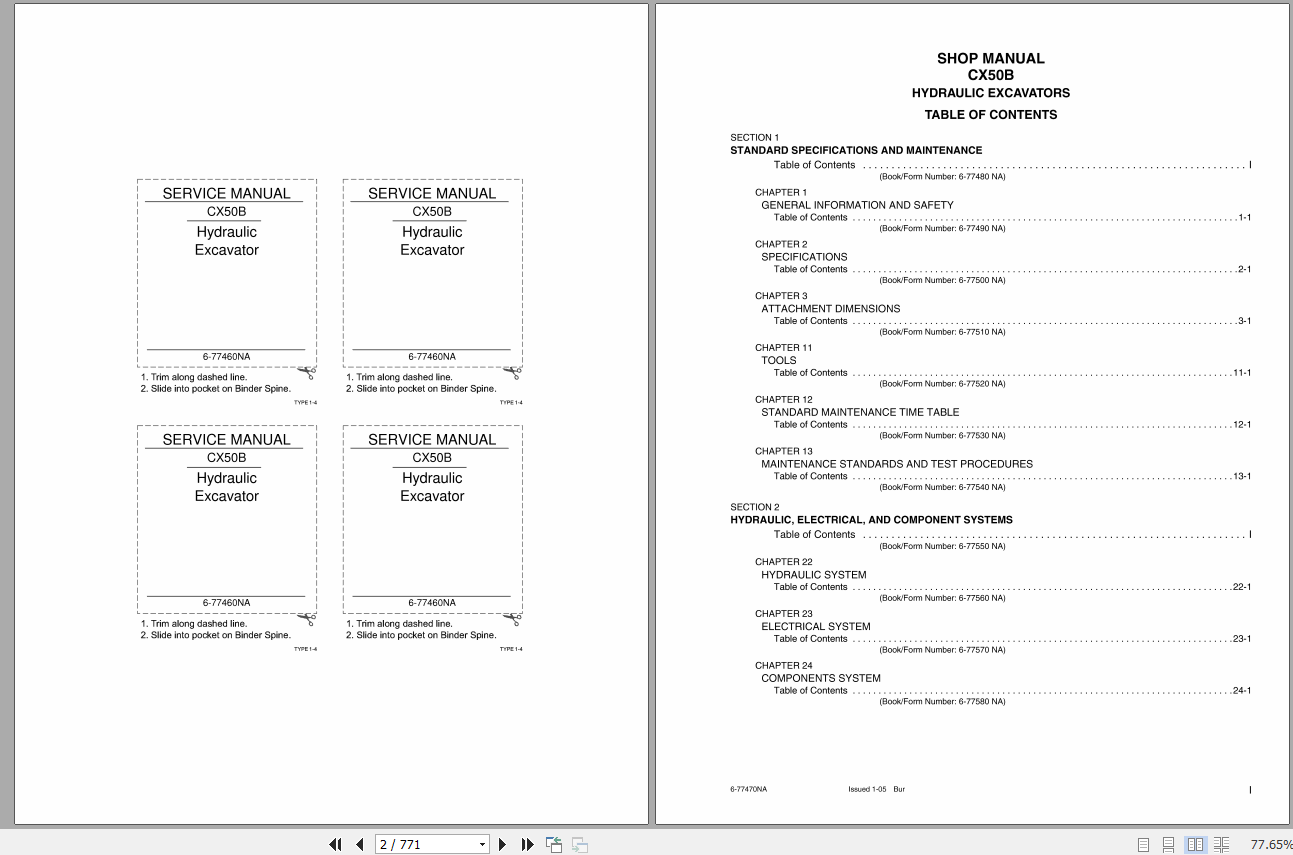 Case Hydraulic Excavator CX50B Service Manual6 77460NAR0 1