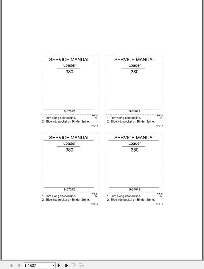 Case Loader 380 Service Manual9 67012R0 1