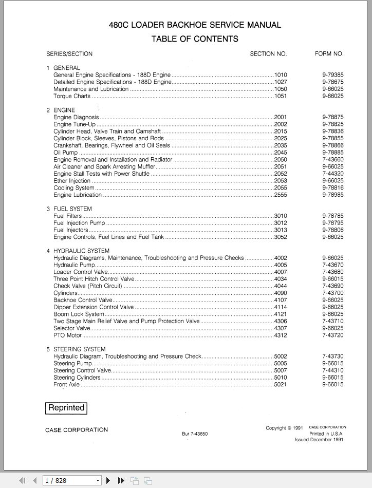 Case Loader 480C Service Manual9 66026R0 1