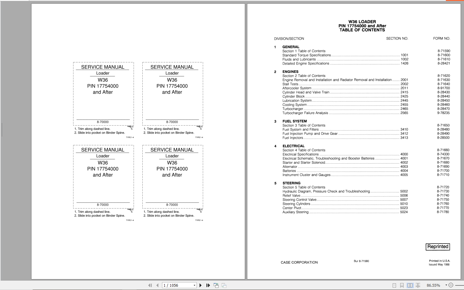 Case Loader W36 Service Manual8 70000R0 1