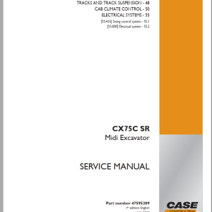 Case Midi Excavator CX75C SR Service Manual 1