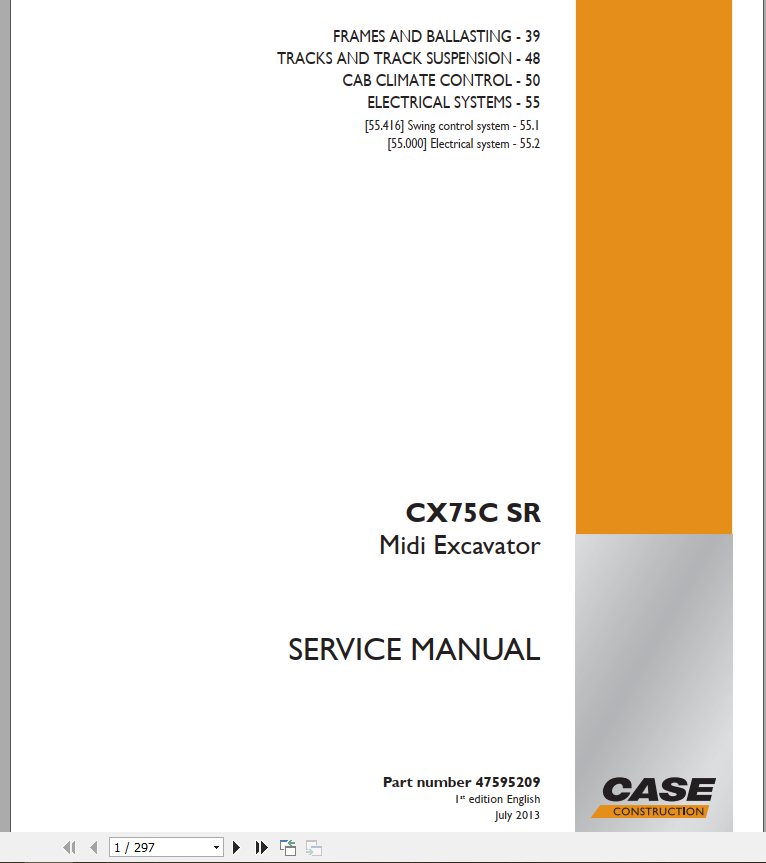 Case Midi Excavator CX75C SR Service Manual 1