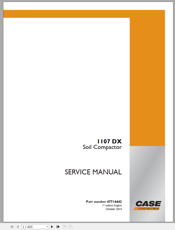 Case Soil Compactor 1107DX Service Manual47714442 1