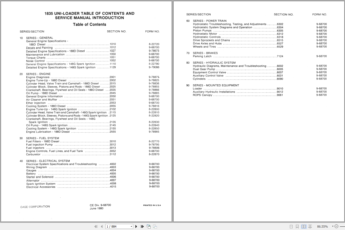 Case Uni Loader 1835 Service Manual9 68700 1