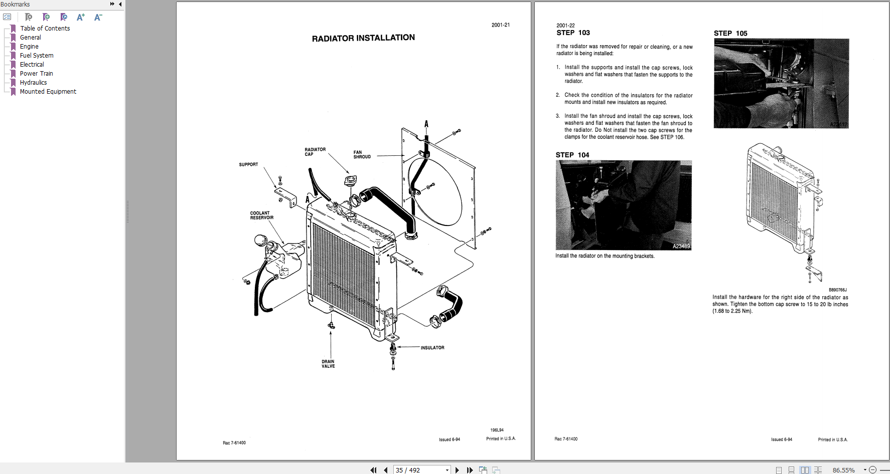 Case Uni Loader 1838 Service Manual7 61200R0 2