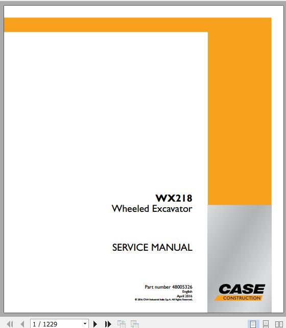 Case Wheeled Excavator WX218 Service Manual48005326 1