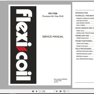 Flexicoil PD5700 Precision Air Hoe Drill Repair Manual87492432 2