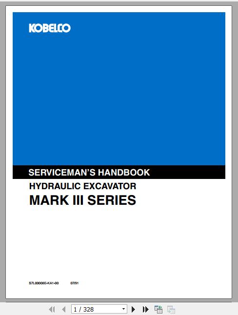 Kobelco Excavator Mark III Series Servicemans HandbookS7L00008EKA1 1