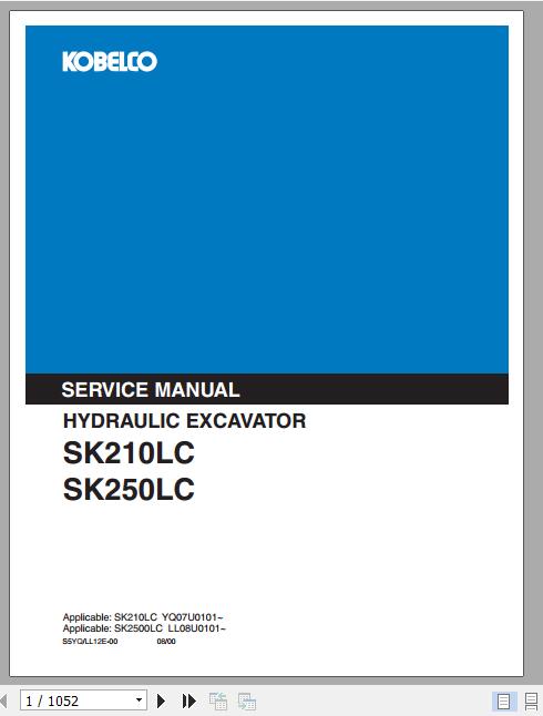 Kobelco Hydraulic Excavator SK210LC SK250LC Service ManualsS5YQ LL12E 1
