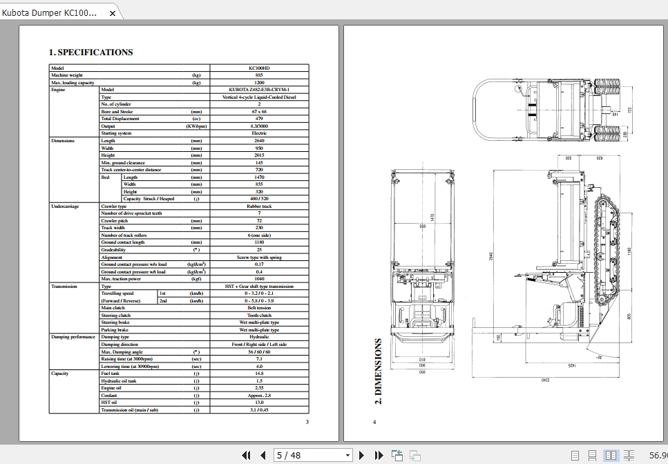 Kubota Dumper KC70K100HD Workshop Manual 3