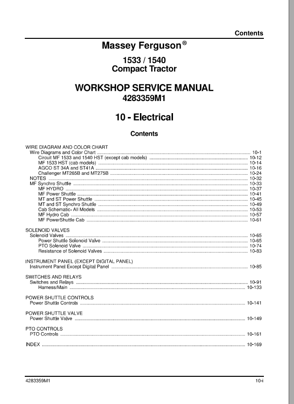 Massey Ferguson Tractor 1533   1540 Workshop Service Manual 2
