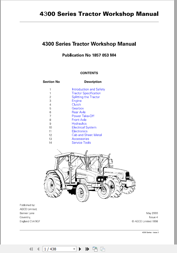 Massey Ferguson Tractor MF 4300 Workshop Service Manual 1