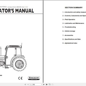 New Holland T4020V T4030V T4040V T4050V Tractor Operators Manual47374840 1